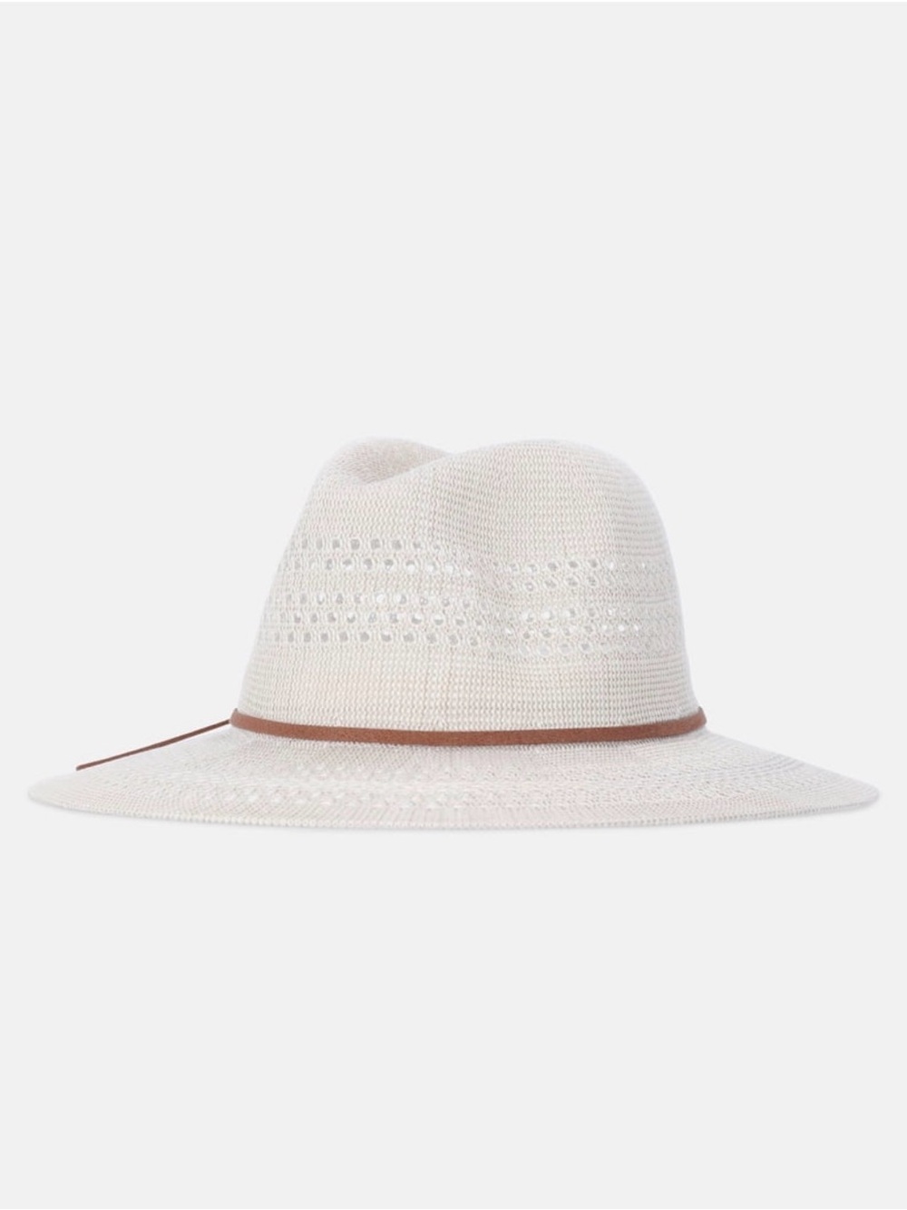 NWT Time and Tru Faux Straw Fedora Panama Hat Brown Band OS Adjustable